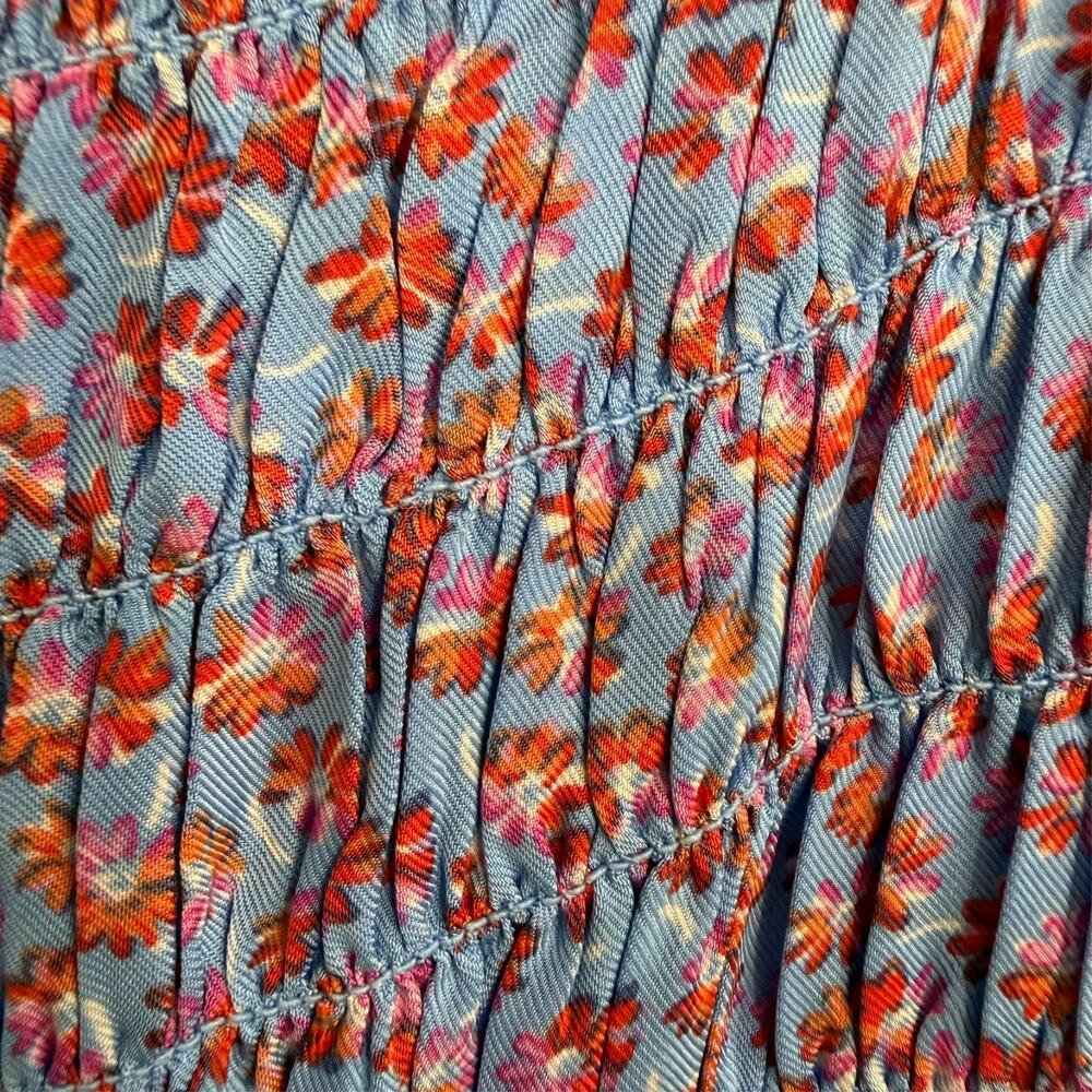 NWT J. Crew Smocked Midi Dress Womens Medium Blue Floral Summer Fields CK736 - Picture 6 of 11